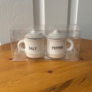The Spring Shop White Ceramic Salt and Pepper Shaker Set NWT